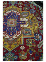Blue, Red and Gold Hand Knotted Traditional Heriz Serapi Multi size Wool Area Rug