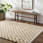 Kieu Yellow & White Checkered Area Rug