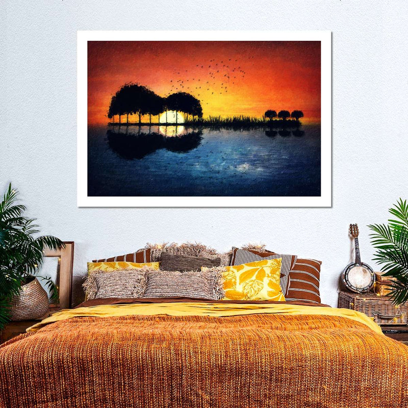 Guitar Sunset Wall Art