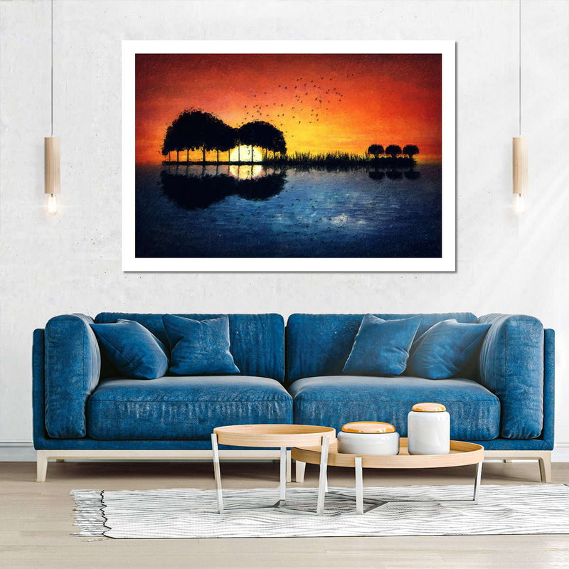 Guitar Sunset Wall Art