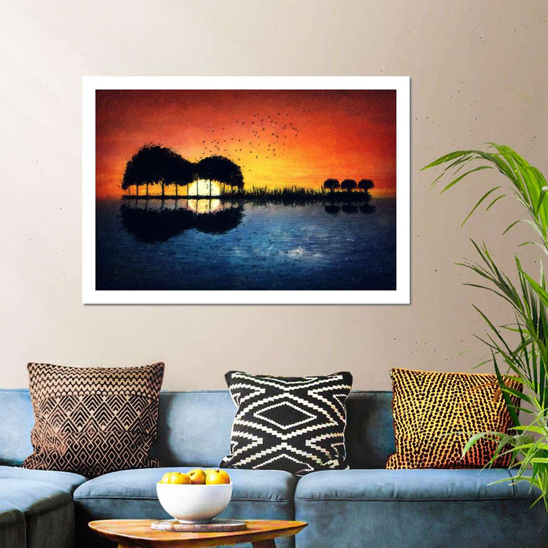 Guitar Sunset Wall Art