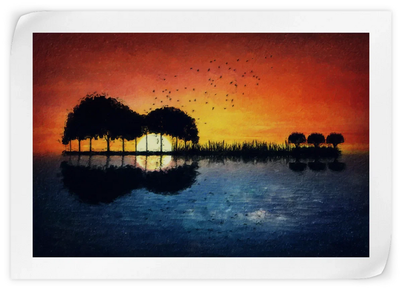 Guitar Sunset Wall Art