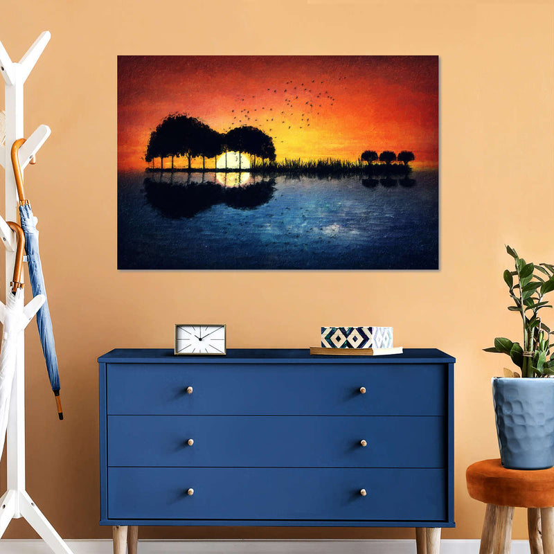 Guitar Sunset Wall Art