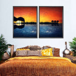 Guitar Sunset Wall Art