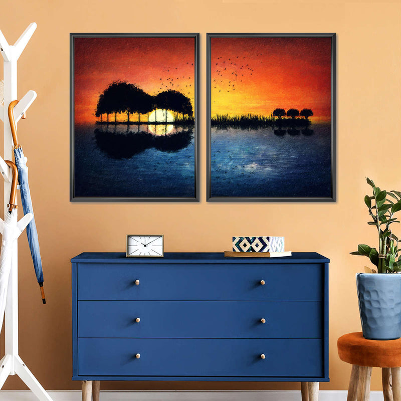 Guitar Sunset Wall Art