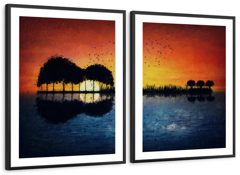 Guitar Sunset Wall Art