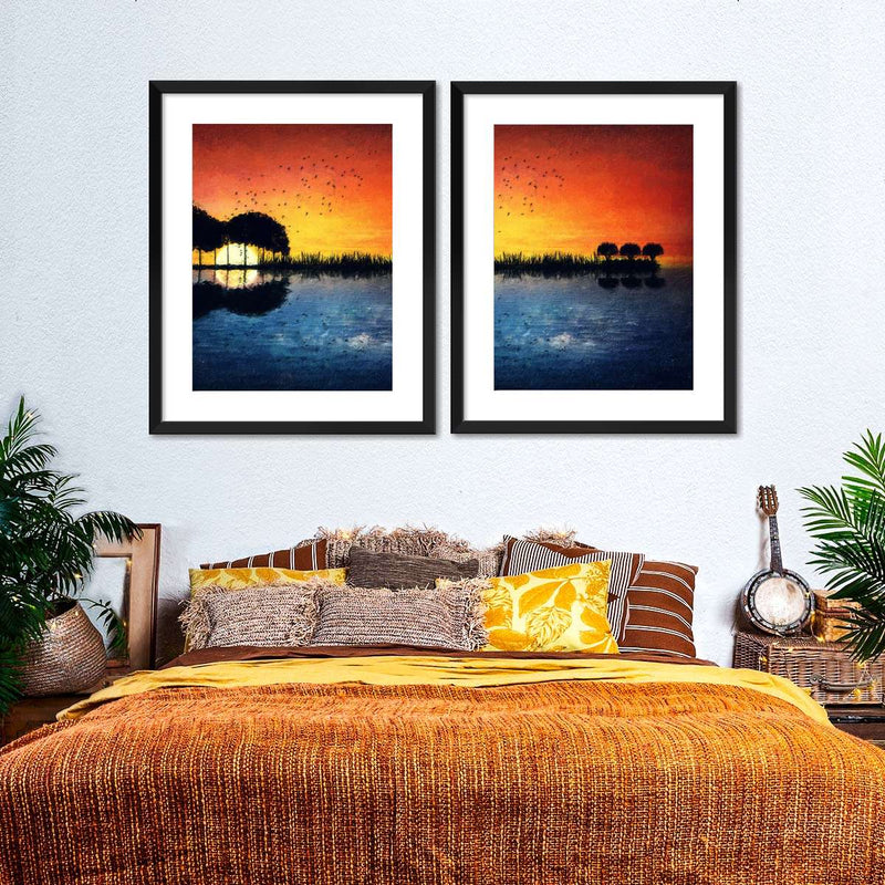 Guitar Sunset Wall Art