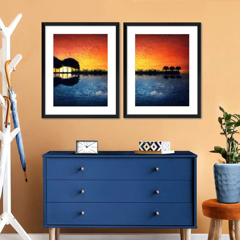 Guitar Sunset Wall Art