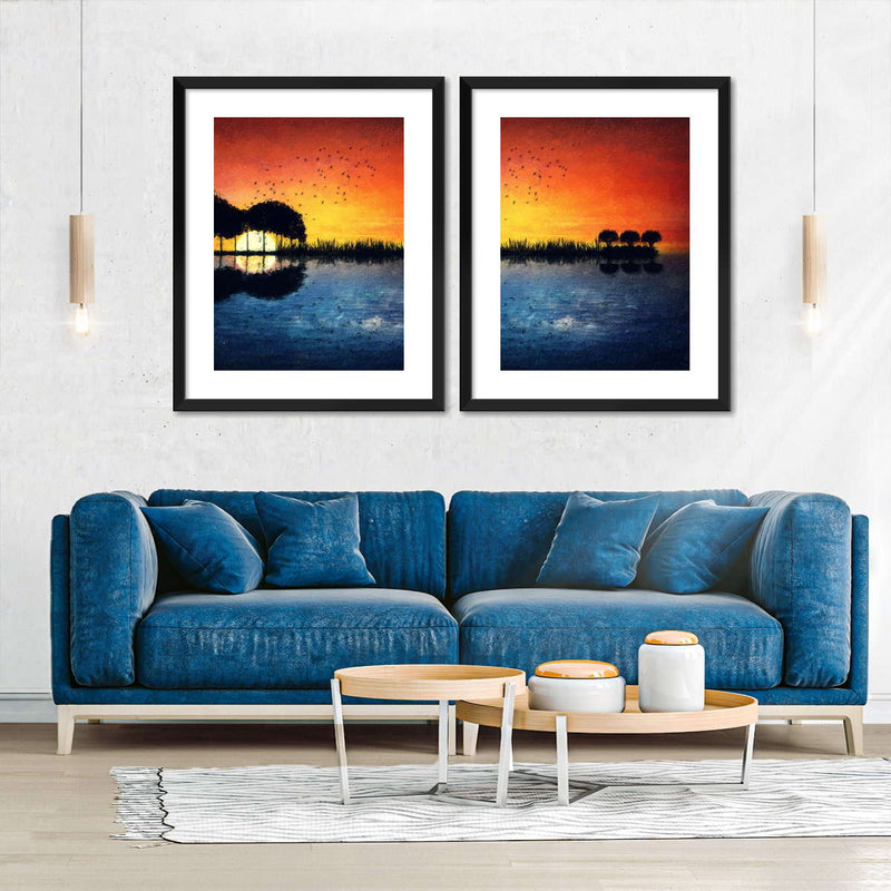 Guitar Sunset Wall Art