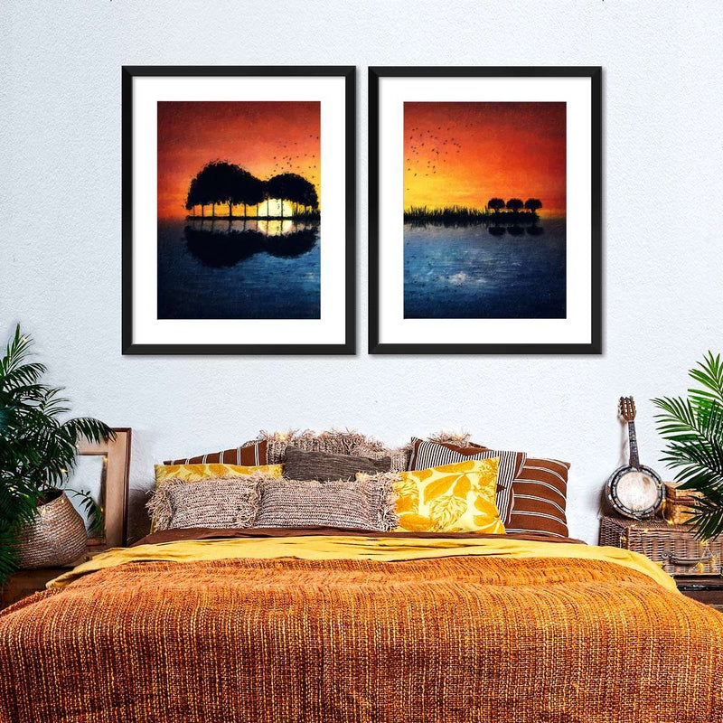 Guitar Sunset Wall Art