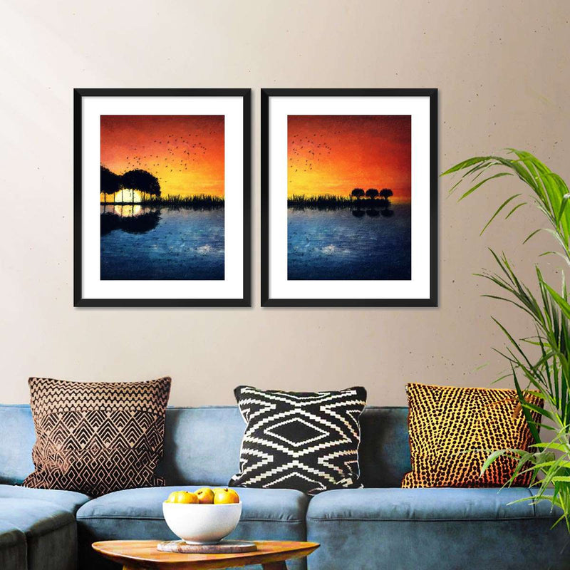 Guitar Sunset Wall Art