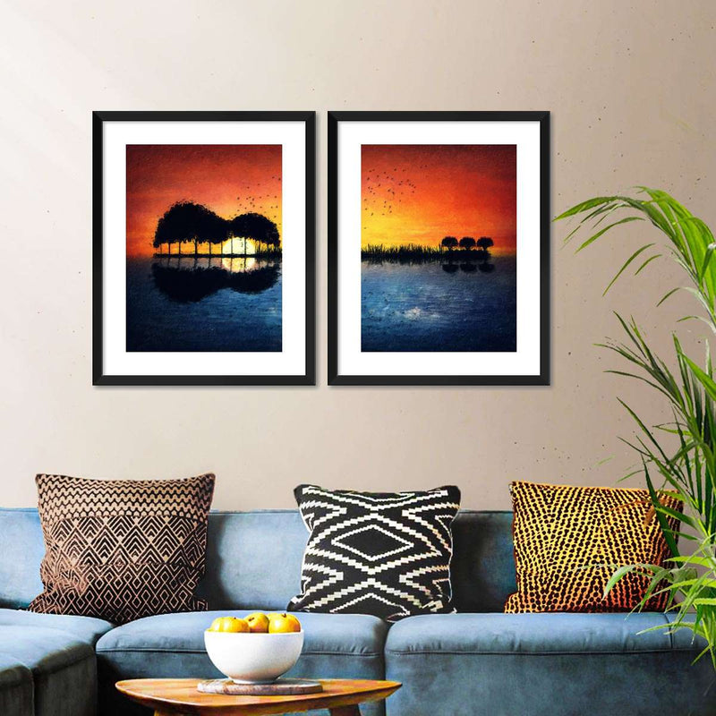 Guitar Sunset Wall Art