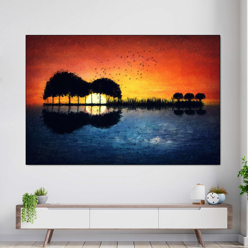 Guitar Sunset Wall Art
