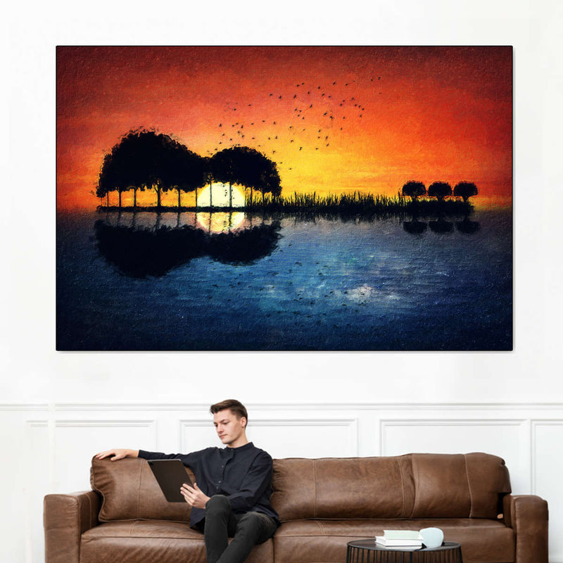 Guitar Sunset Wall Art