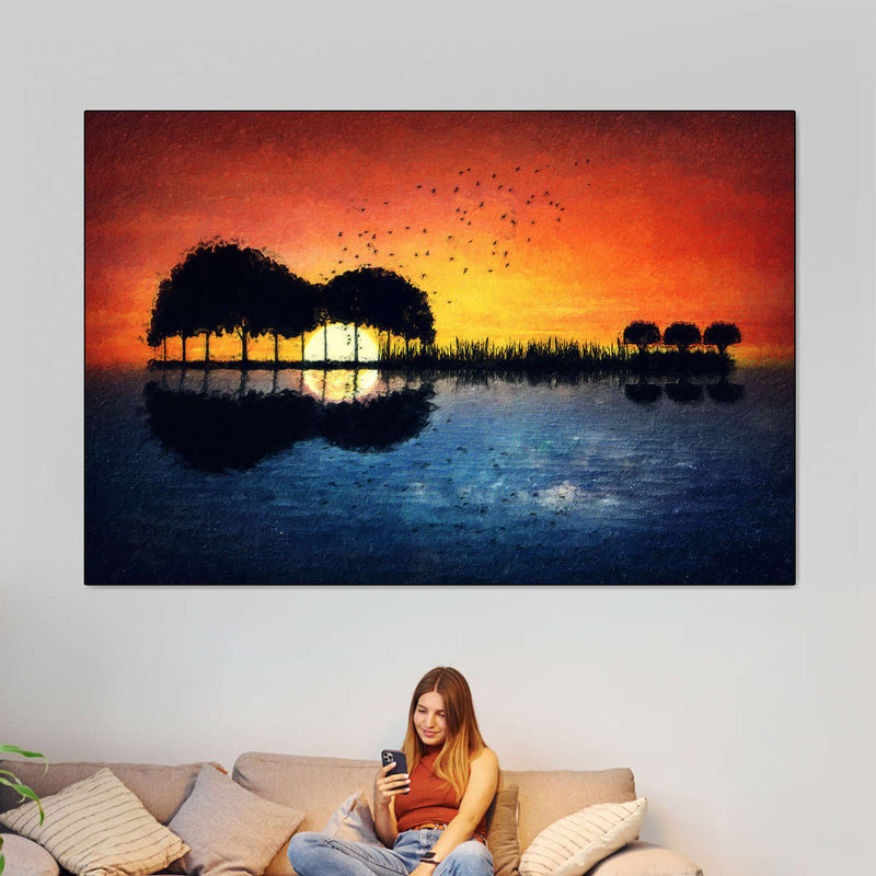 Guitar Sunset Wall Art