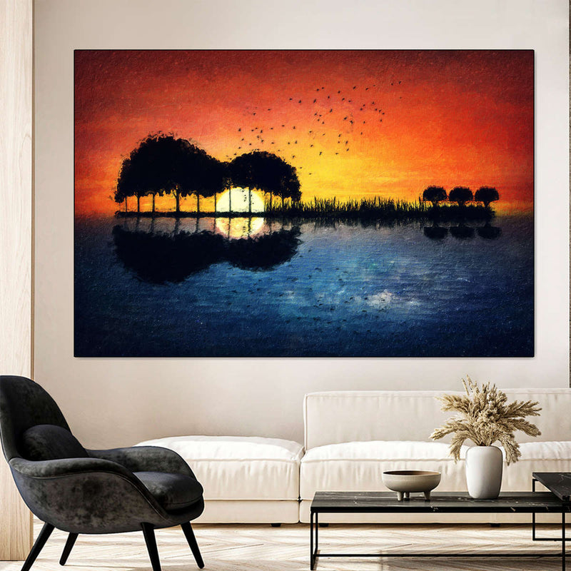Guitar Sunset Wall Art