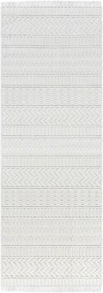 Cira Ivory Textured Area Rug with Fringes