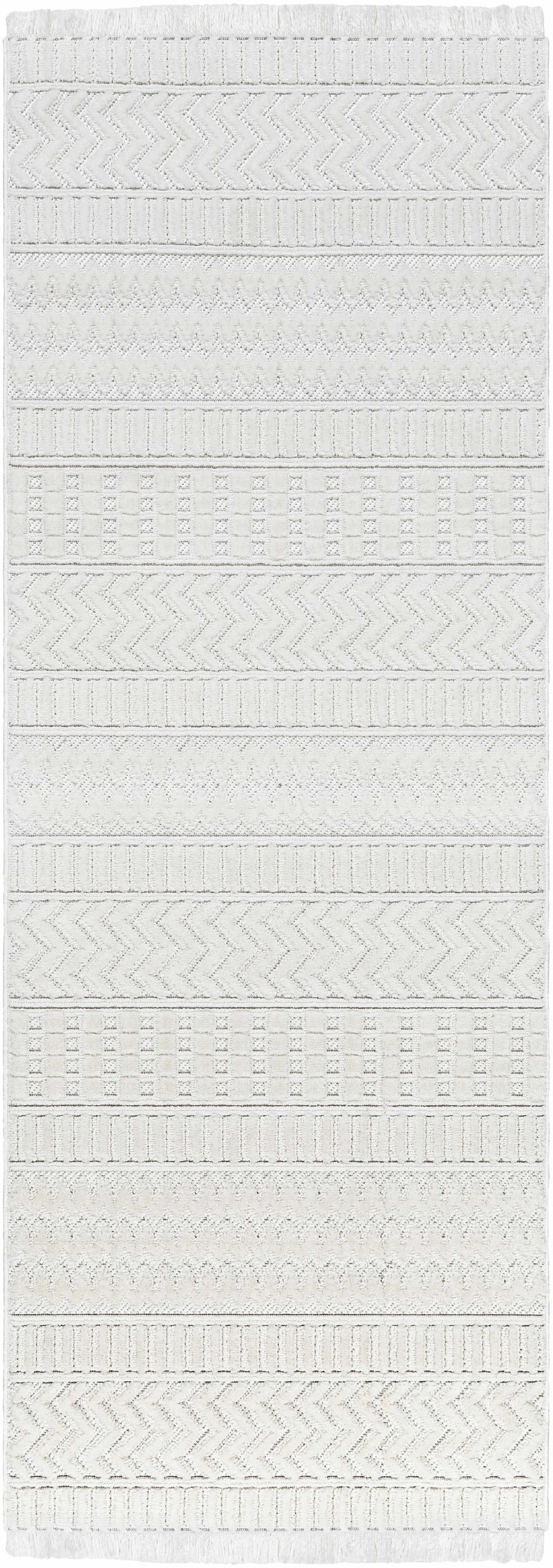 Cira Ivory Textured Area Rug with Fringes
