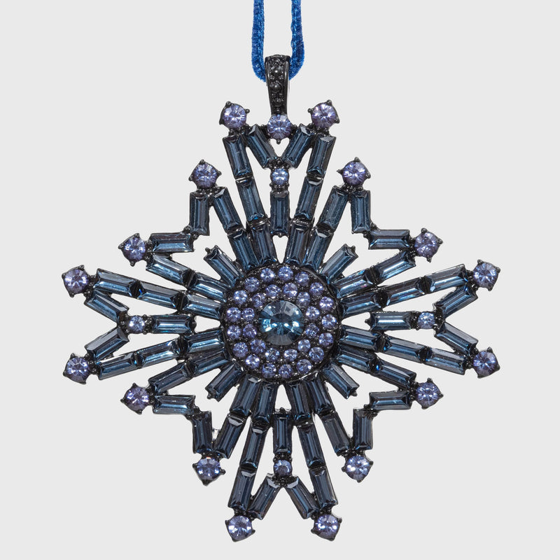 Baguette snowflake hanging ornament, navy