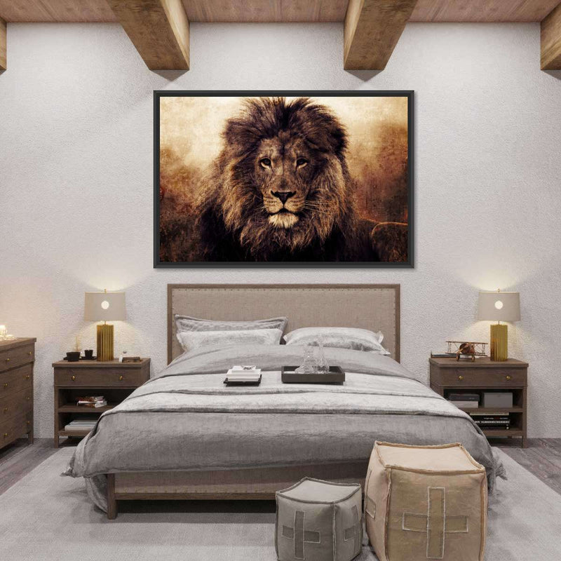 Grunge Lion Head Wall Art