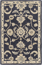 Copen Black Floral Wool Rug