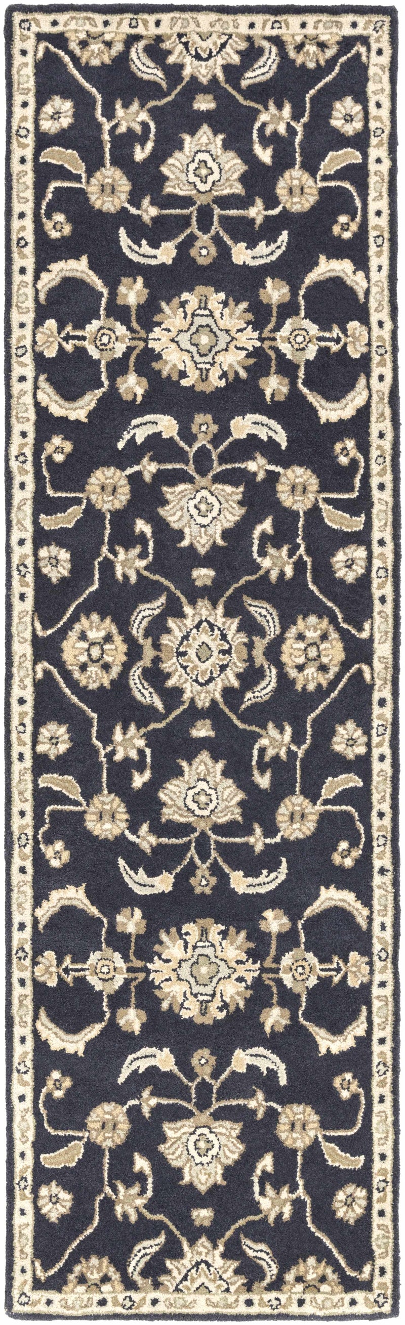 Copen Black Floral Wool Rug