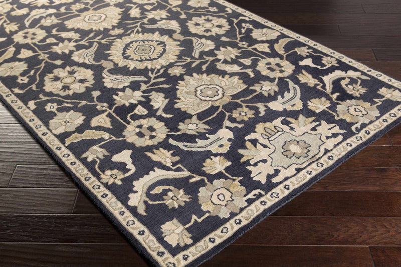 Copen Black Floral Wool Rug