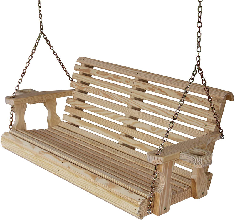 Amish Casual 3 Foot Unfinished Roll Back Porch Swing with Clearcoat