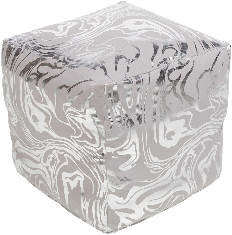 Karlstetten Metallic Silver Pouf