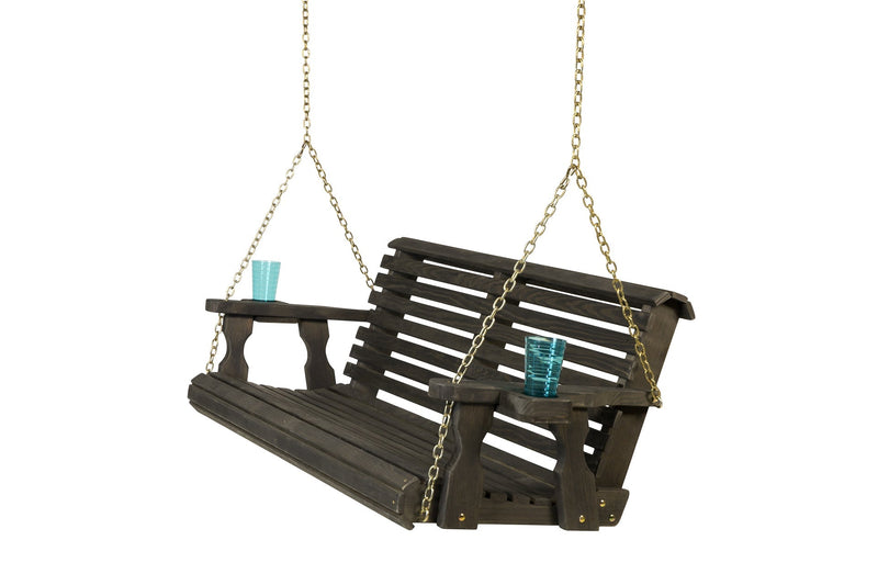 Amish Casual 4 Foot Roll Back Porch Swing in Black Stain