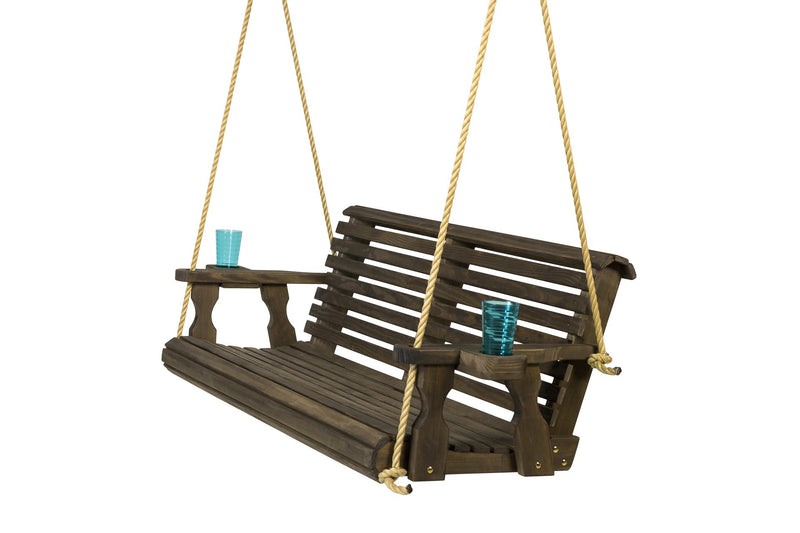 Amish Casual 5 Foot Roll Back Porch Swing in Dark Walnut Stain