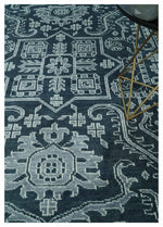 Charcoal, Gray and Silver 9x12 Hand Knotted Traditional Persian Oushak Wool Rug, Accent Rug | TRDCP1083912