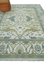 Classic Hand Knotted 8x10 Oriental Oushak Ivory and Beige Wool Area Rug | TRDCP1105810