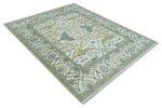 Classic Hand Knotted 8x10 Oriental Oushak Ivory and Beige Wool Area Rug | TRDCP1105810