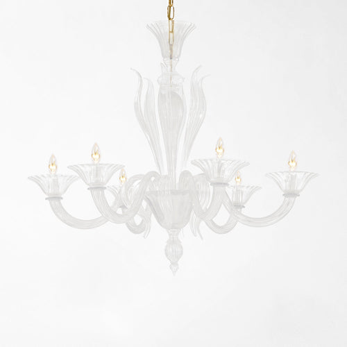 Clear Murano glass chandelier.