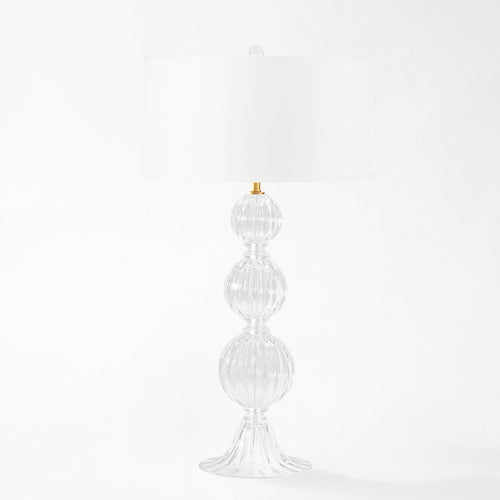 Clear Murano glass table lamp.
