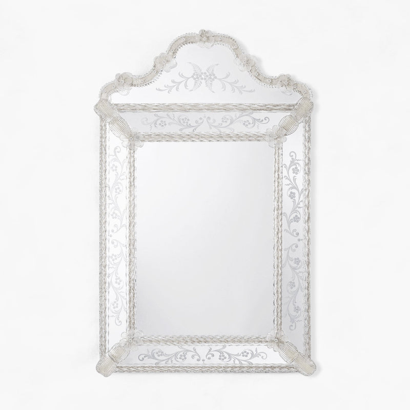 Clear Murano glass mirror.