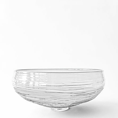 Clear glass bowl.