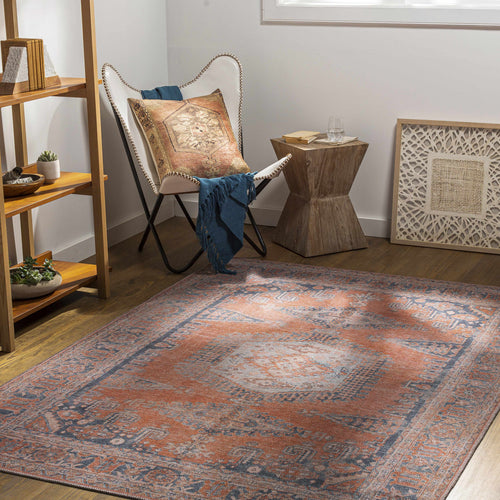 Taber Burnt Orange Washable Rug