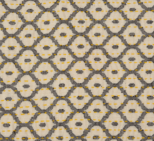Artisan Hand Loomed Placemat - Gray with Yellow Stitching - 14" x 19"- Set of 4