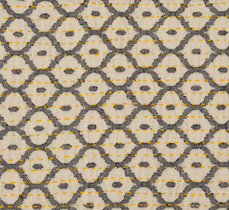 Artisan Hand Loomed Placemat - Gray with Yellow Stitching - 14" x 19"- Set of 4
