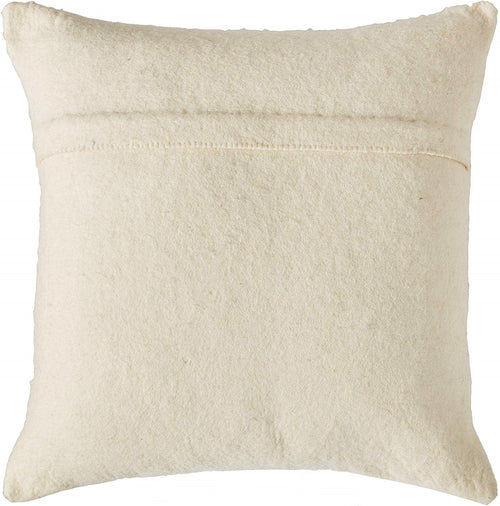 Hand Felted Wool Pillow - Cream Heart on Cream - 20"