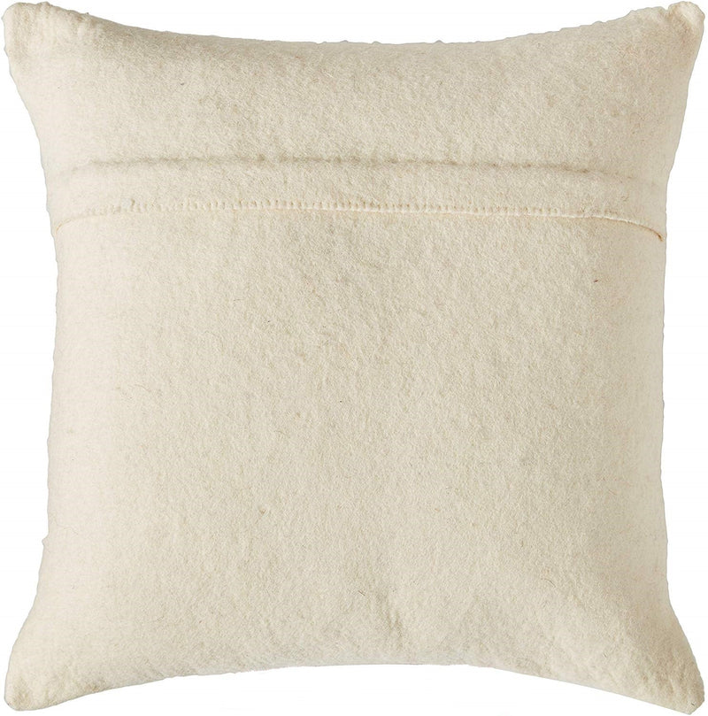 Hand Felted Wool Pillow - Cream Heart on Cream - 20"