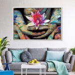 Lotus Flower In Hand Wall Art