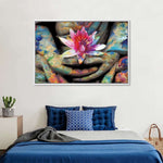 Lotus Flower In Hand Wall Art