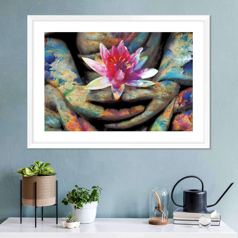 Lotus Flower In Hand Wall Art