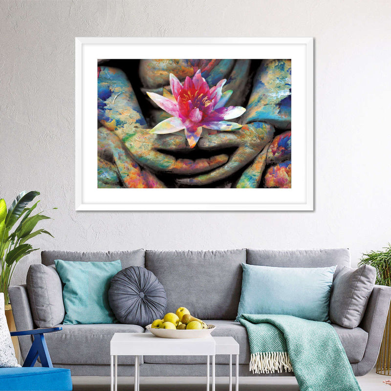Lotus Flower In Hand Wall Art