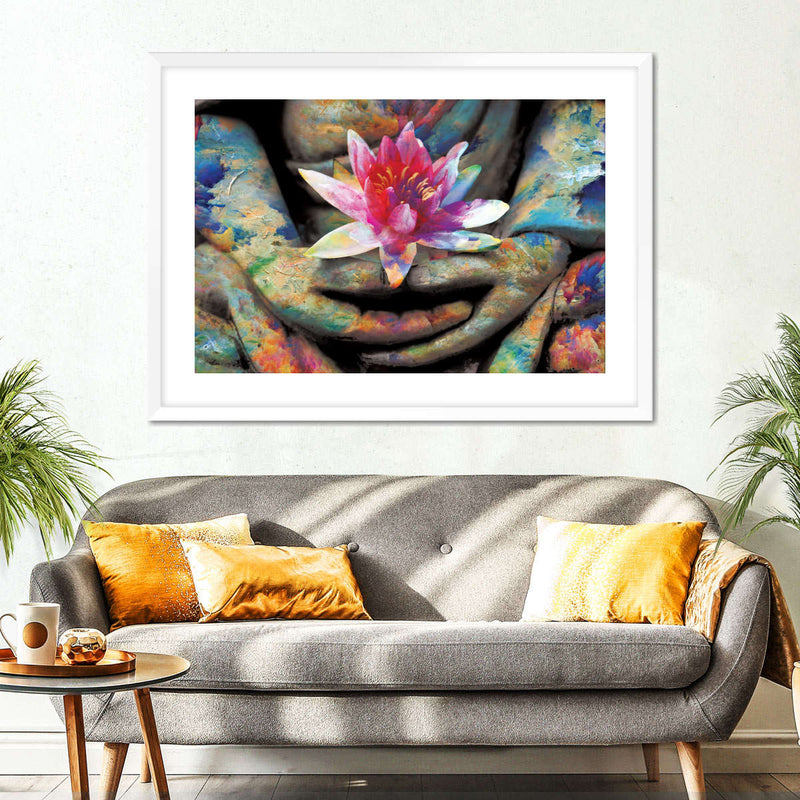 Lotus Flower In Hand Wall Art
