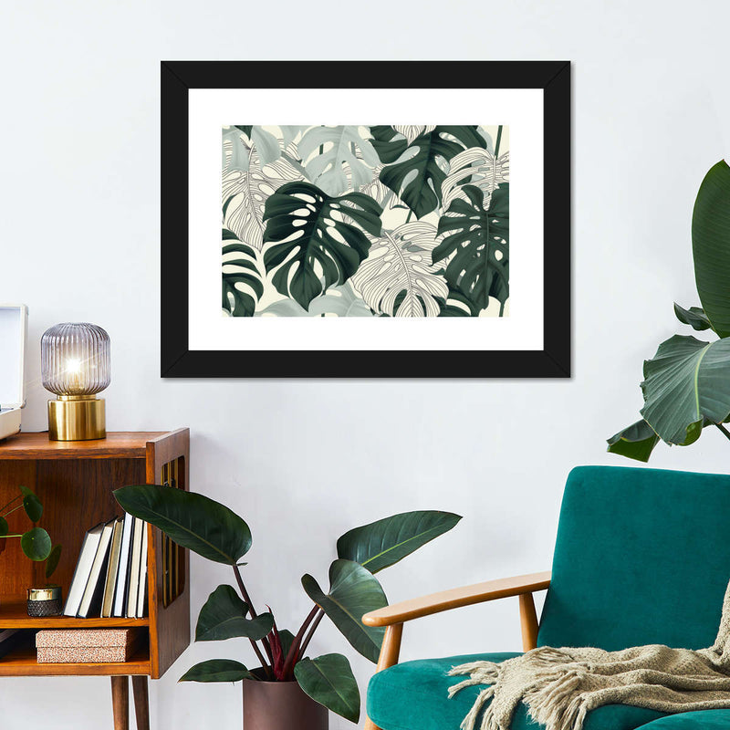 Jungle Monstera Leaves Wall Art