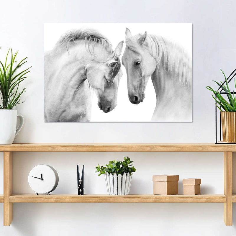 White Horse Couple Wall Art